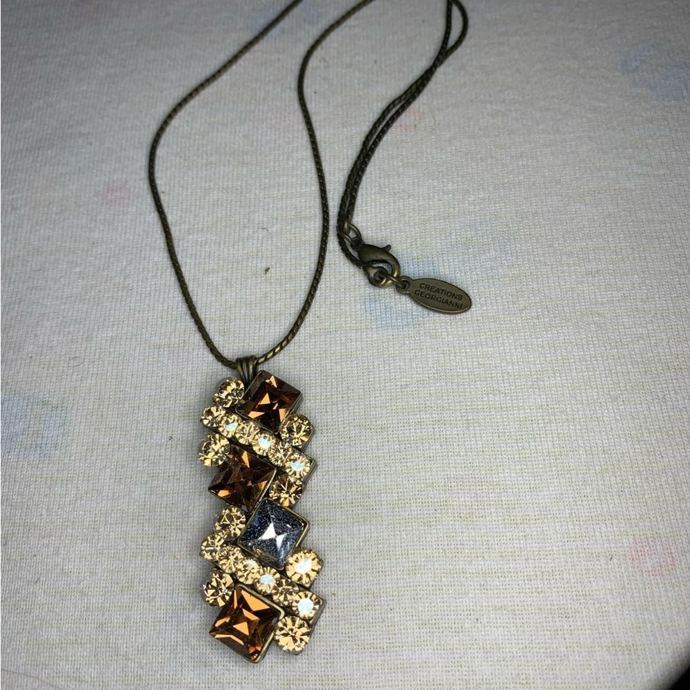 1990s Vintage, Creations Georgianni, Crystal and Aurora Borealis Drop Necklace